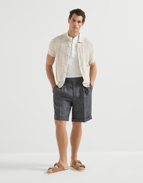 Suede slides with buckles Hazelnut Man - Brunello Cucinelli