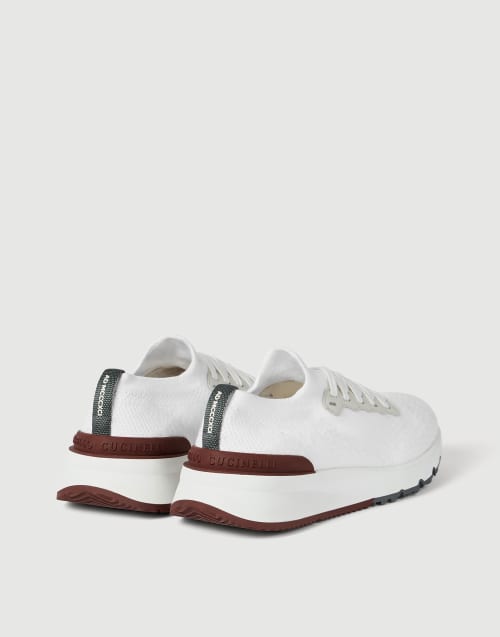 Cotton and calfskin runners White Man - Brunello Cucinelli