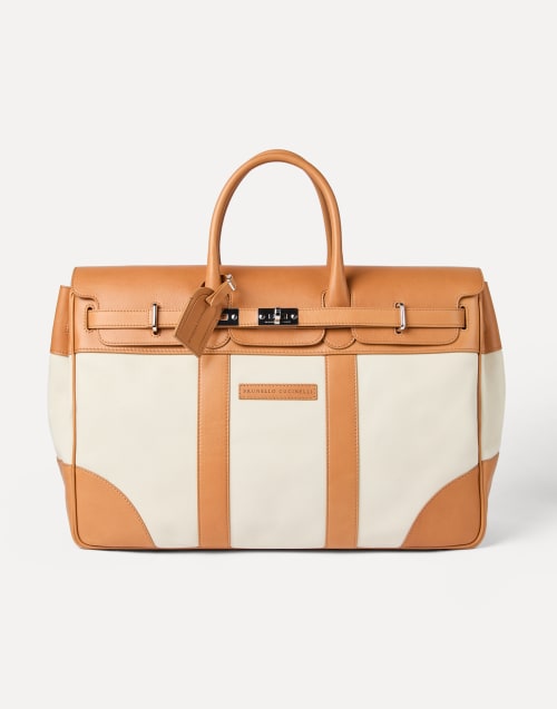 Tasche aus Kalbsleder und Rindsleder Elfenbein Herren - Brunello Cucinelli