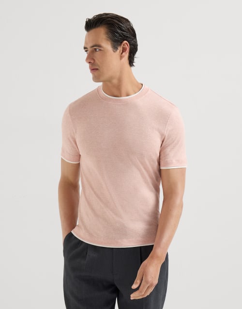 T-shirt with faux-layering Apricot Man - Brunello Cucinelli