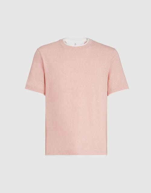 T-shirt with faux-layering Apricot Man - Brunello Cucinelli