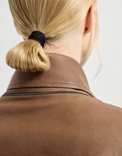 Vintage nappa Crop trenchcoat Brown Woman - Brunello Cucinelli