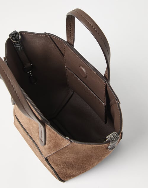 Suede mini BC Duo bag Bark Woman - Brunello Cucinelli