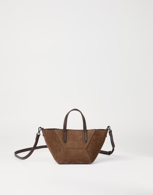Suede mini BC Duo bag Bark Woman - Brunello Cucinelli