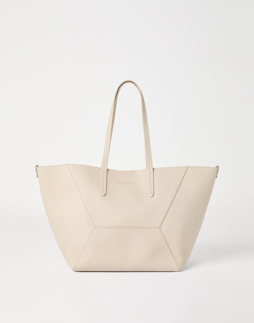 Bolso BC Duo en piel de becerro Marfil Mujer - Brunello Cucinelli