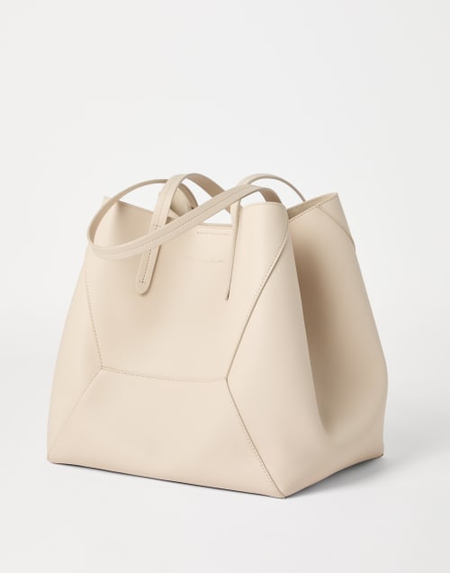 Bolso BC Duo en piel de becerro Marfil Mujer - Brunello Cucinelli