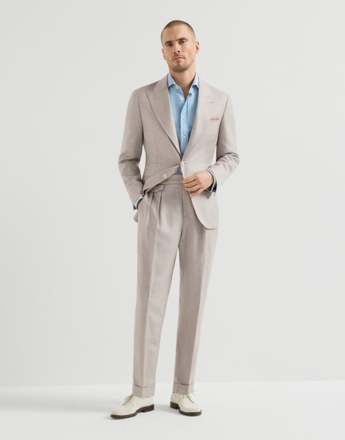 雪佛龙西裝 浅灰 男款 - Brunello Cucinelli