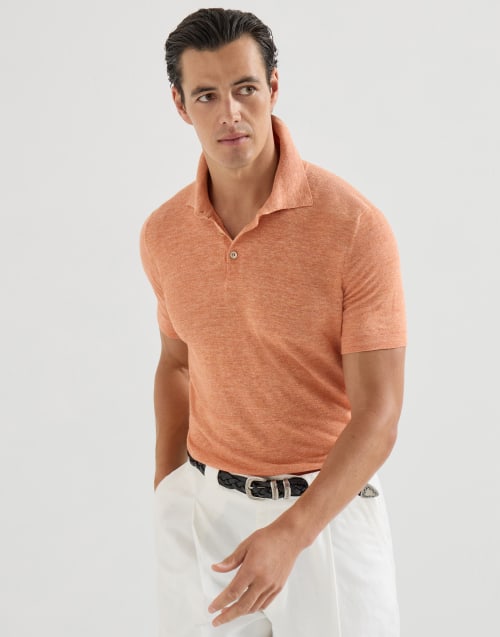 Трикотажное поло Абрикосовый Мужчина - Brunello Cucinelli