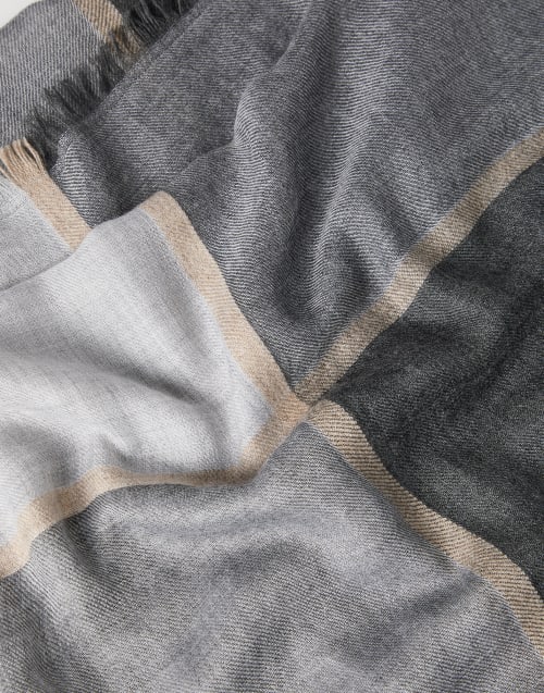 Schal in Colorblock aus Kaschmir und Seide Blei Herren - Brunello Cucinelli