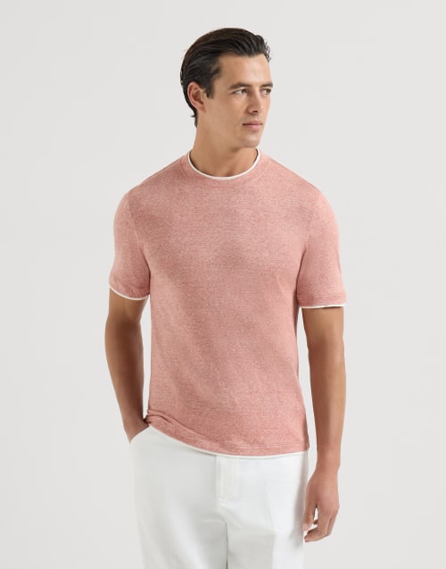 T-shirt with faux-layering Orange Man - Brunello Cucinelli
