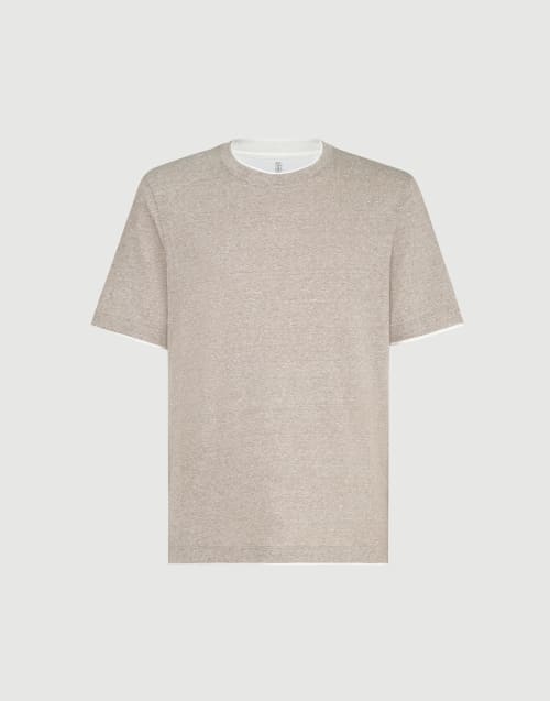 T-shirt with faux-layering Hazelnut Man - Brunello Cucinelli