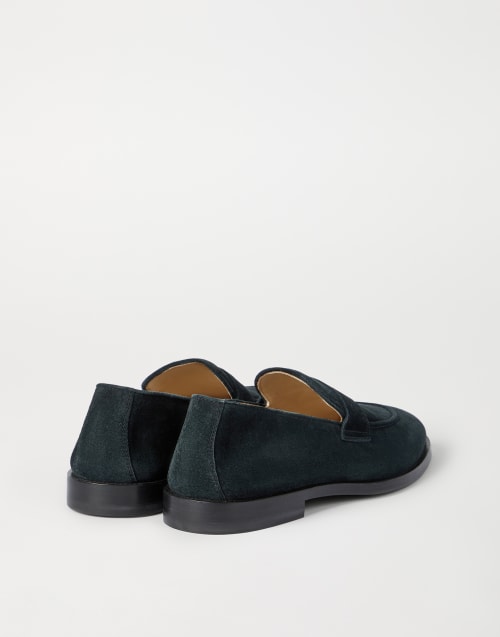 Suede Penny loafer Black Man - Brunello Cucinelli