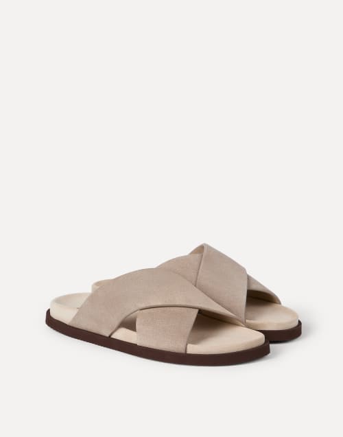 Suede slides Beige Man - Brunello Cucinelli