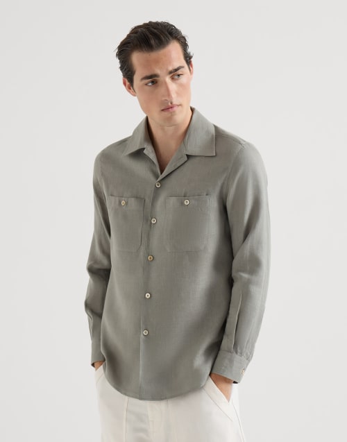 Shirt with chest pockets Khaki Man - Brunello Cucinelli