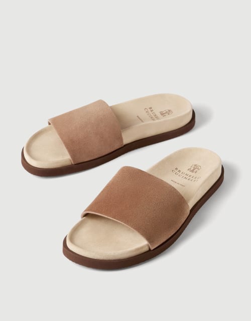 Suede slides Light Brown Man - Brunello Cucinelli