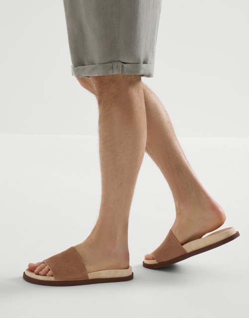 Suede slides Light Brown Man - Brunello Cucinelli
