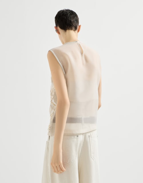 Top with dazzling seabed embroidery Beige Woman - Brunello Cucinelli