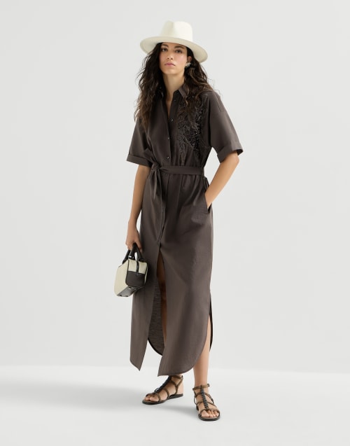 ダズリングシーベッドエンブロイダリードレス ブラウン レディース - Brunello Cucinelli
