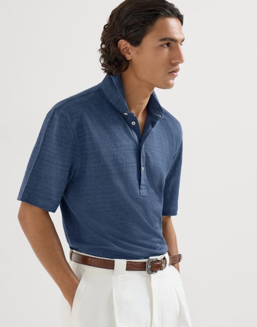 Jersey polo shirt Denim Man - Brunello Cucinelli