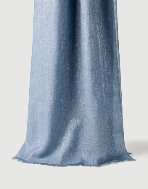 Sparkling scarf Blue Woman - Brunello Cucinelli
