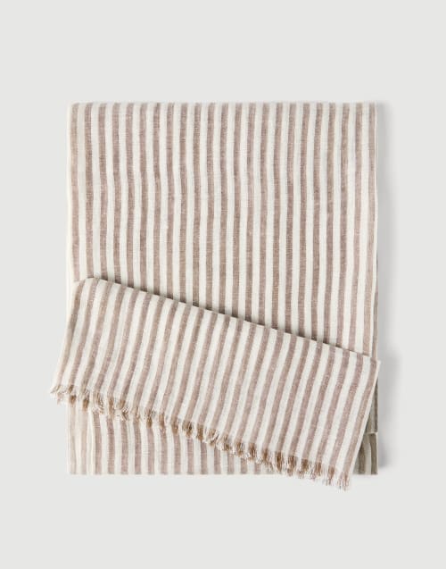 Sparkling striped linen scarf Panama Woman - Brunello Cucinelli