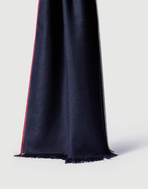 Scarf with selvedge Blue Man - Brunello Cucinelli