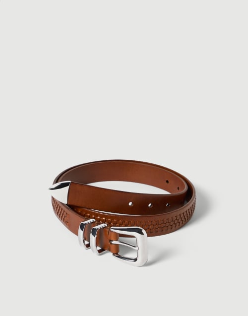 Belt with braided decoration Brown Man - Brunello Cucinelli