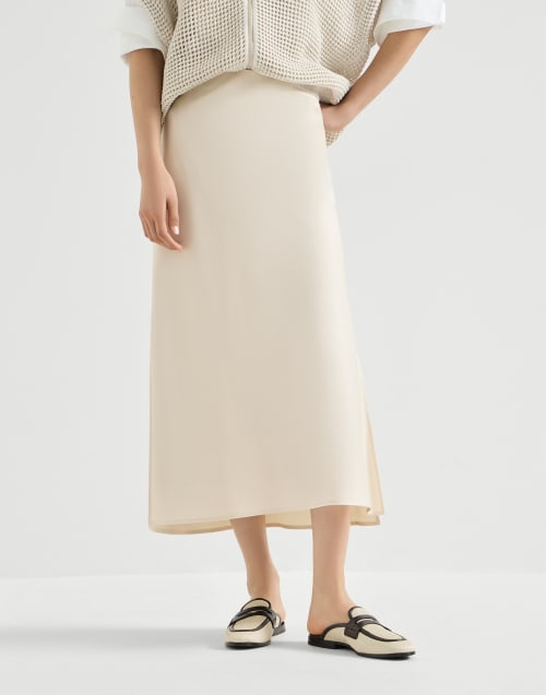 Satin cady fluid pencil skirt Beige Silk Woman - Brunello Cucinelli