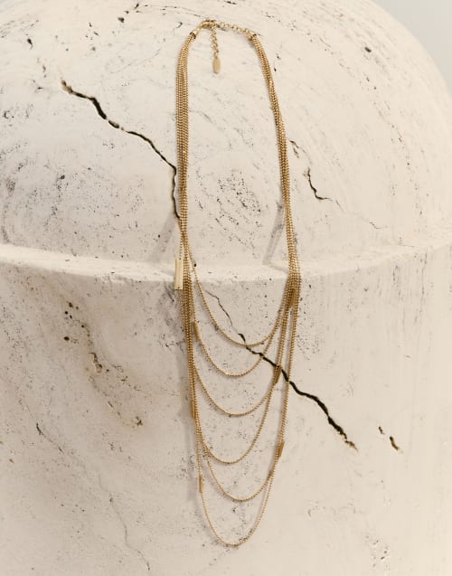 18k Gold necklace with 0.015ct Diamond Gold Woman - Brunello Cucinelli