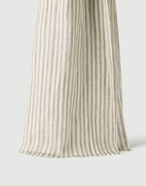 Sparkling striped linen scarf Green Woman - Brunello Cucinelli