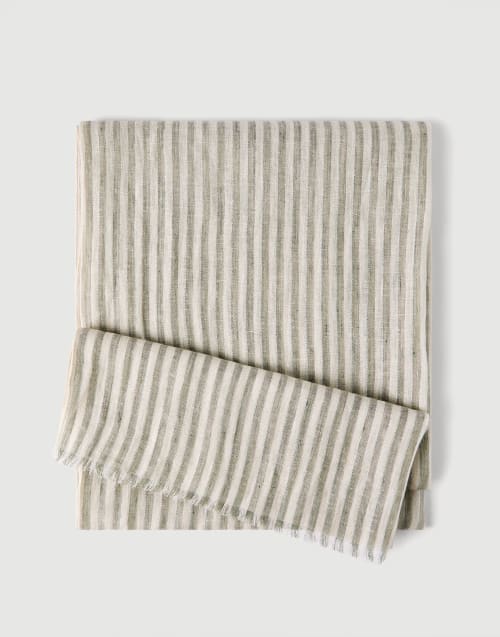 Sparkling striped linen scarf Green Woman - Brunello Cucinelli