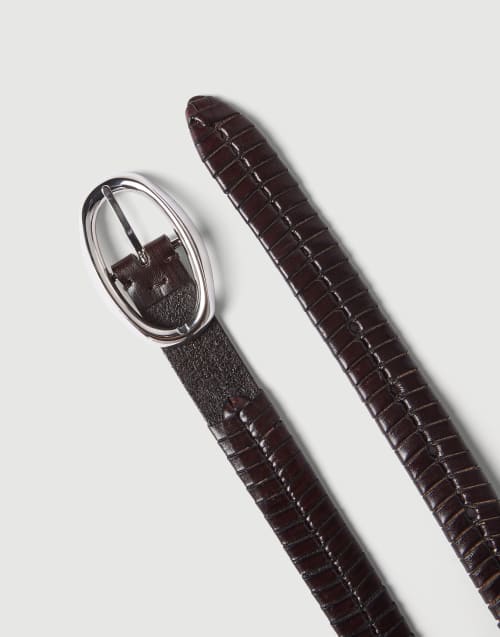 Braided leather belt Chocolate Man - Brunello Cucinelli