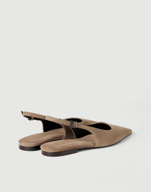 Suede slingback flats Brown Woman - Brunello Cucinelli