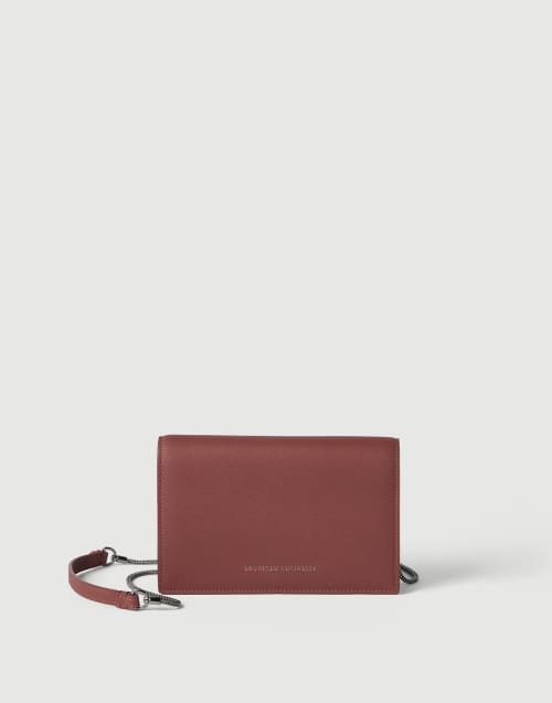 Calfskin wallet with monili Firebrick Woman - Brunello Cucinelli