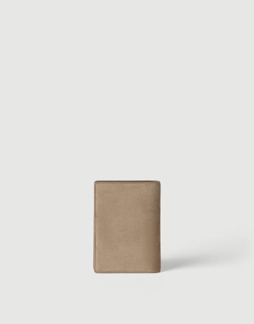 Suede passport holder Beige Woman - Brunello Cucinelli
