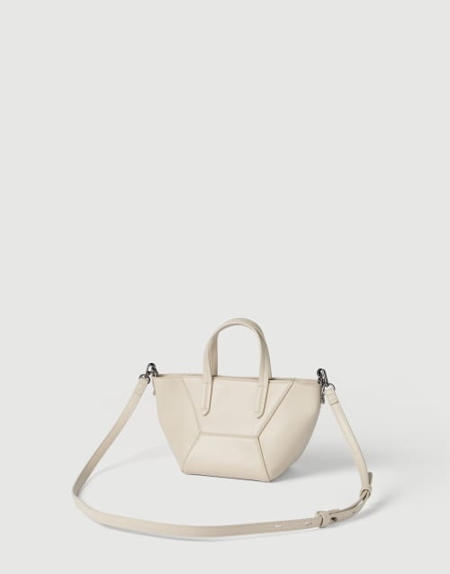 Mini sac BC Duo en cuir de veau Ivoire Femme - Brunello Cucinelli