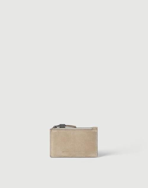 Кредитница из замши с цепочкой Мониль Бежевый Женщина - Brunello Cucinelli
