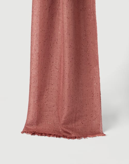 Cashmere and silk Diamond yarn scarf Orange Woman - Brunello Cucinelli