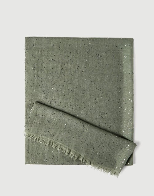 Cashmere and silk Diamond yarn scarf Green Woman - Brunello Cucinelli