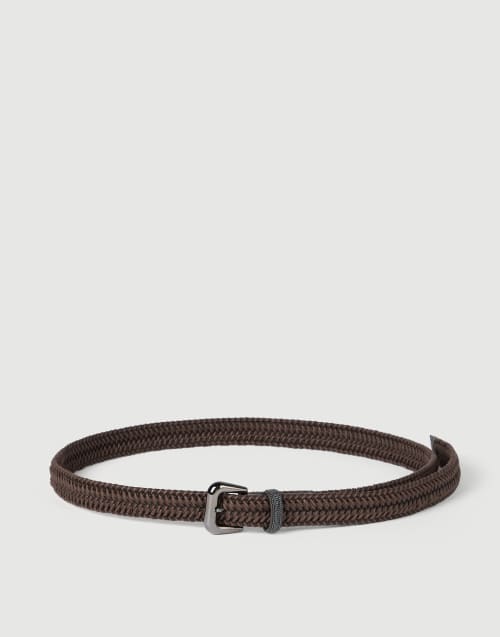 Braided belt with monili Rust Brown Woman - Brunello Cucinelli