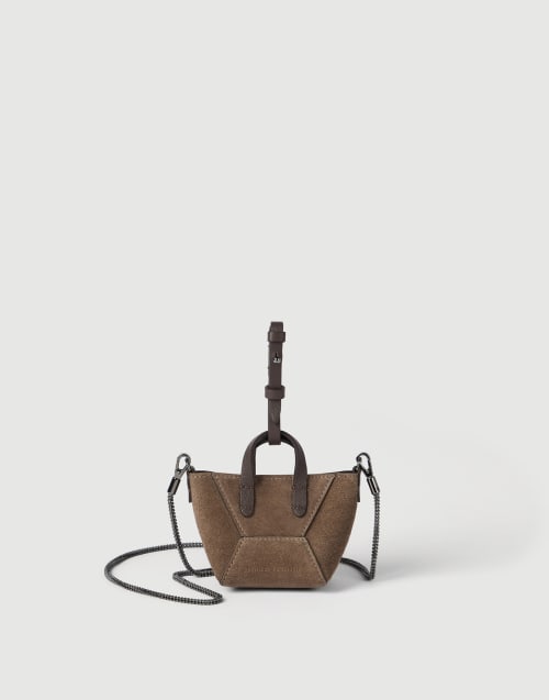 Suede BC Duo micro bag Bark Woman - Brunello Cucinelli