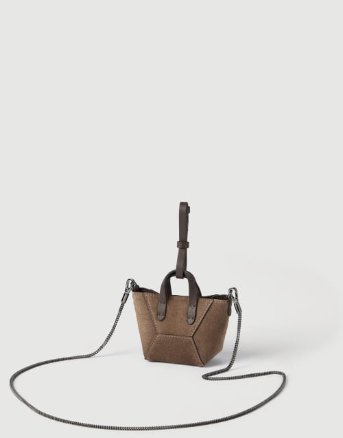 Suede BC Duo micro bag Bark Woman - Brunello Cucinelli