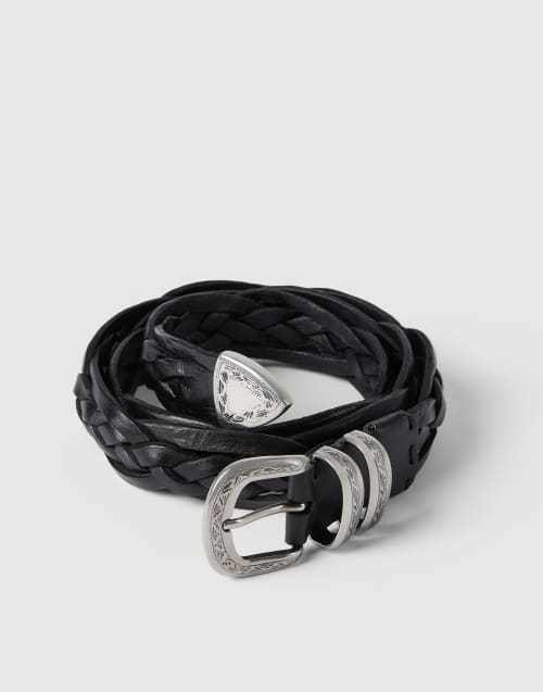 Braided calfskin belt Black Man - Brunello Cucinelli