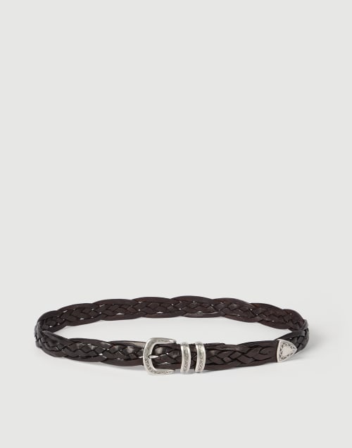 Braided calfskin belt Brown Man - Brunello Cucinelli