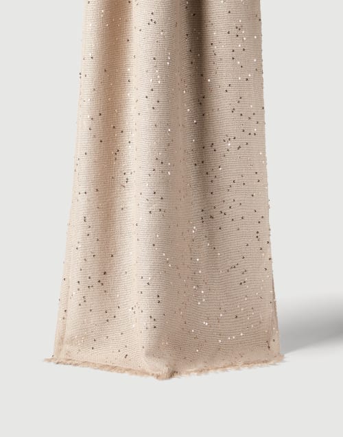 Echarpe en cachemire et soie Diamante Beige Femme - Brunello Cucinelli