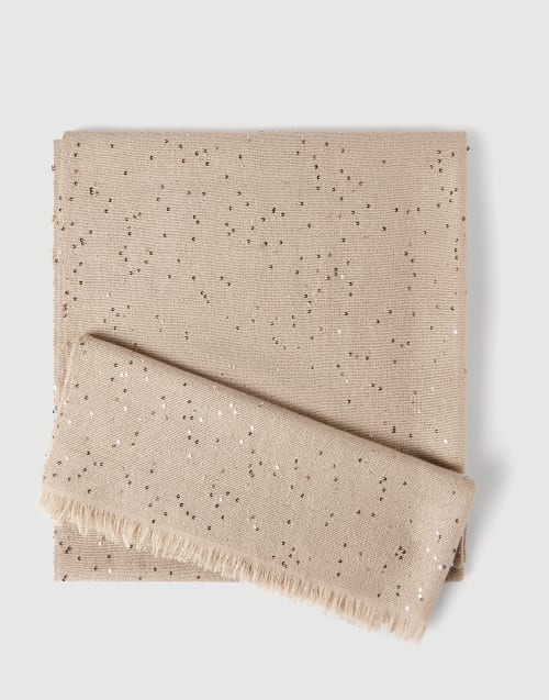 Echarpe en cachemire et soie Diamante Beige Femme - Brunello Cucinelli