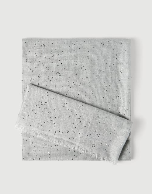 Echarpe en cachemire et soie Diamante Gris Clair Femme - Brunello Cucinelli