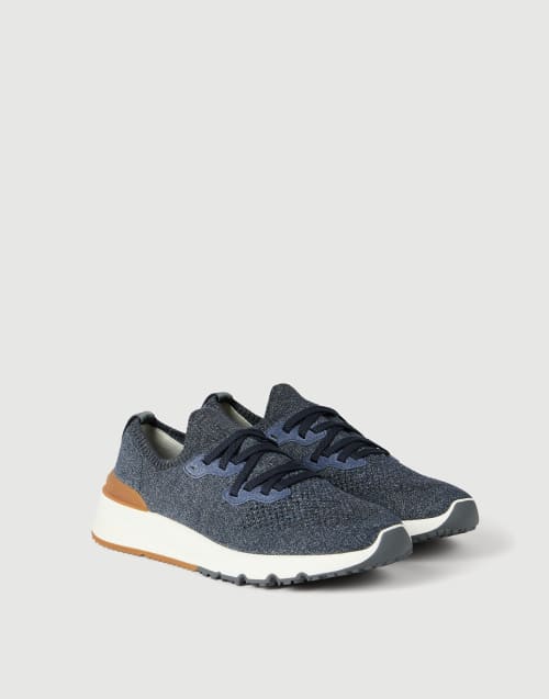 Cotton chiné knit runners Azure Man - Brunello Cucinelli
