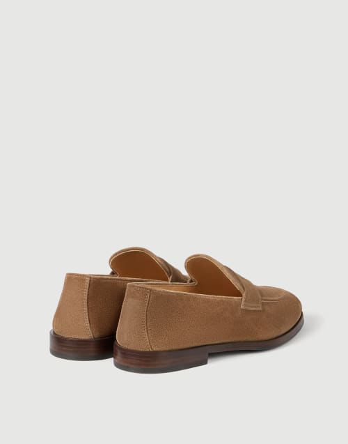 Penny loafer in camoscio Castagno Uomo - Brunello Cucinelli