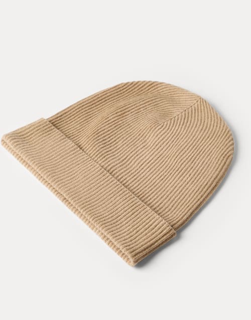 Vicuña knit beanie Beige Woman - Brunello Cucinelli